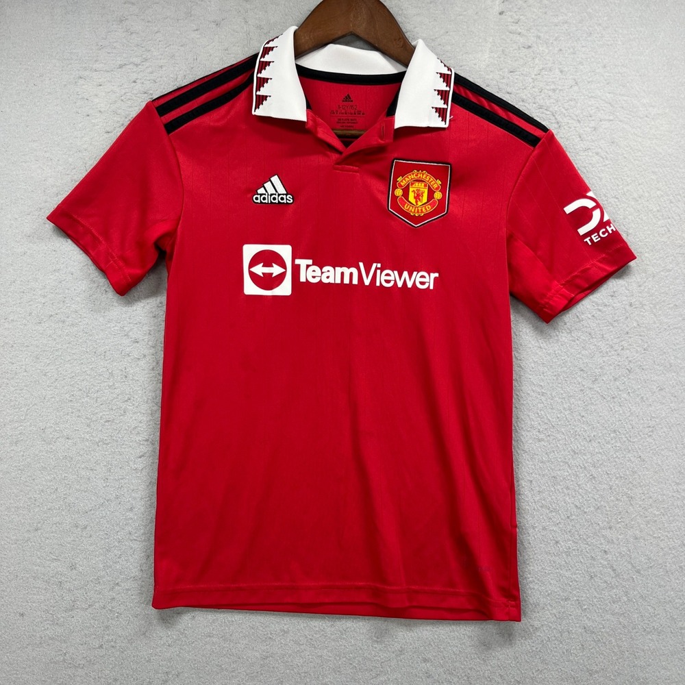Adidas Manchester United Youth M Red Soccer Jersey TeamViewer Aeroready Athletic